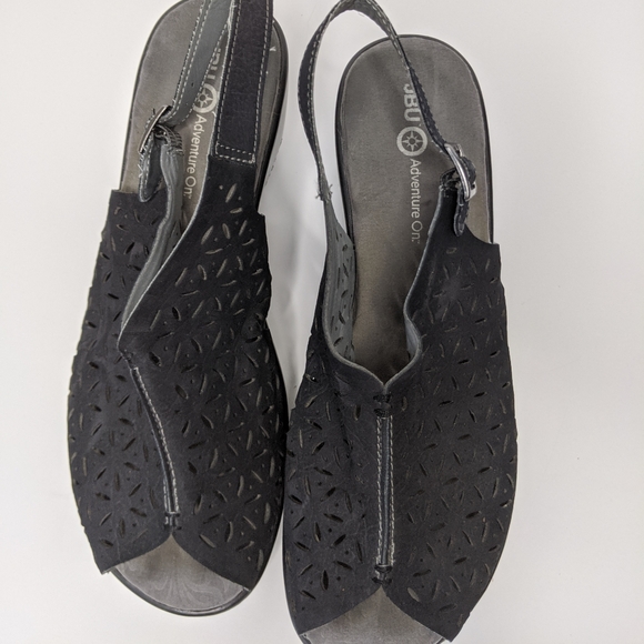 JBU by Jambu Black Monica Wedge Sling Back Sandals - Picture 4 of 7